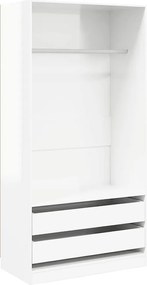 800609 vidaXL Гардероб, бяло със силен гланц, 100x50x200 см, ПДЧ