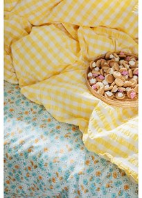 Жълто и бяло удължено крепирано спално бельо за единично легло 140x220 cm Bæk&amp;Bølge - JUNA