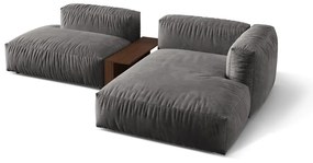 Сив кадифен модулен ъглов диван (десен ъгъл) Martina – Micadoni