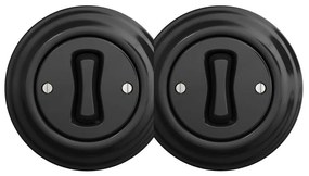 Kliklap - Двоен ретро еднополюсен ключ с рамка № 1, черен