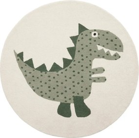 Зелен ръчно изработен детски килим със смес от вълна ø120 cm Theo DIno – OYOY Mini