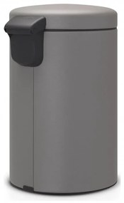 Кош за боклук с педал Brabantia NewIcon 1001090, 12 л, Плавно затваряне, Противоплъзгаща основа, Минерално покритие, Сив