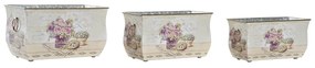 Комплект Саксии за цветя DKD Home Decor Розов Метал Lilled Shabby Chic (31 x 18 x 17,5 cm)