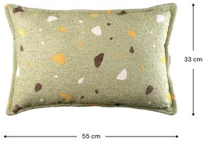 Зелена детска възглавница за диван от букле и шенила Terrazzo Bolster – Wigiwama