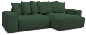 Зелен сгъваем/с място за съхранение ъглов диван от рипсено кадифе Voltaire – Bobochic Paris