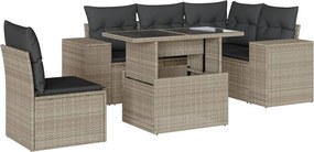 3269172 vidaXL Градински комплект с възглавници, 6 части, светлосив полиратан