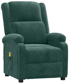 342412 vidaXL Масажен стол, тъмнозелен, кадифе