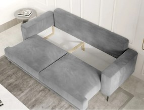 Кафяво-сив кадифен разтегателен диван с място за съхранение 260 cm Dalia – ELTAP