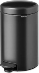 Кош за боклук с педал Brabantia NewIcon 1008842, 12 л, Плавно затваряне, Противоплъзгаща основа, Тъмносив