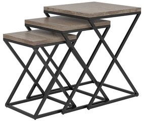 Eglo 424783 - Комплект от 3 странични маси CLONMANY, кафяво/черно