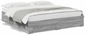 3280368 vidaXL Рамка за легло с чекмедже сив сонома 100x200 см инженерно дърво