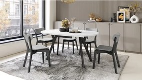 АЛMО Бял мат/черни крака - КРЪГЛА РАЗТЕГАТЕЛНА МАСА С Y-ОБРАЗНИ КРАКА В ЛОФТ/ИНДУСТРИАЛЕН СТИЛ ЗА ХОЛ ИЛИ ТРАПЕЗАРИЯ