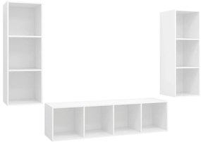 3079745 vidaXL Комплект ТВ шкафове от 3 части, бял, инженерно дърво