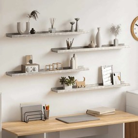 326706 vidaXL Стенни рафтове, 4 бр, бетонно сиви, 80x9x3 см