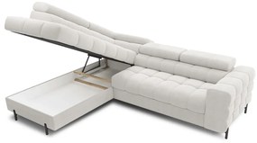 Кремав сгъваем/с място за съхранение ъглов диван от прежда с примки от букле (ляв ъгъл/L форма) Ferucce – ELTAP