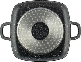 Тенджера за фурна и котлон Kinghoff KH 1601, 20x20 см, 2.8 л, Мраморно покритие, Индукция, Черен