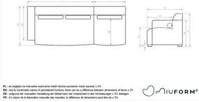 Сив модулна лежанка (ляв ъгъл) Flex Felix – Miuform