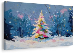 Картина на платно – Коледно дърво в зимен пейзаж