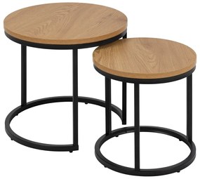 Кръгли странични масички в комплект от 2 бр. с дъбов плот ø 45 cm Spiro – Actona