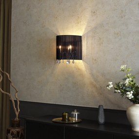 Класически стенен аплик хром с черен абажур - Ann-Kathrin 2