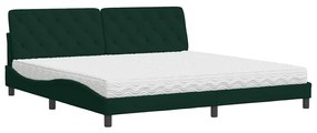 3208679 vidaXL Легло с матрак, тъмнозелено, 200x200 см, кадифе