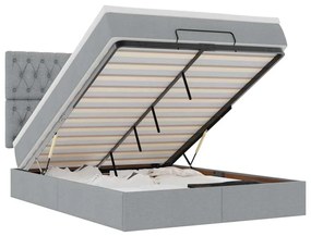 3314093 vidaXL Османска легло с матрак и LED, светлосиво, 140x200 см, плат