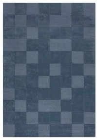 Тъмносин ръчно изработен вълнен килим 120x170 cm Checkerboard – Flair Rugs
