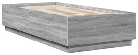 3209728 vidaXL Рамка за легло, сив сонома, 90x200 см, инженерно дърво