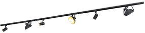 1-фазна релсова система с 6 регулируеми черни прожектори - Magnax Jeana