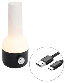 Градинска настолна лампа черна и бяла с презареждаща се LED IP44 - Haard