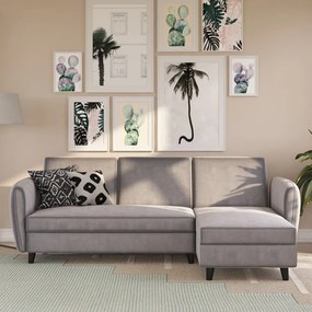 Сив кадифен сгъваем ъглов диван Perry – Støraa