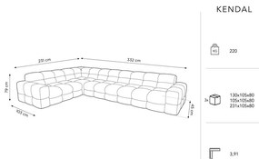 Ъглов диван от светлосиво кадифе (ляв ъгъл) Kendal - Micadoni Home
