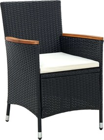 316695 vidaXL Градински трапезни столове, 4 бр, полиратан, черни