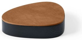 Дървена декоративна кутия за съхранение от еко кожа с капак в черен и кафяв цвят 14x12,5x3,5 cm Curve Nupo – LIND DNA