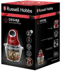 Мини чопър Russell Hobbs Desire 24660-56, 200W, 500ml, Стъклена купа, Червен