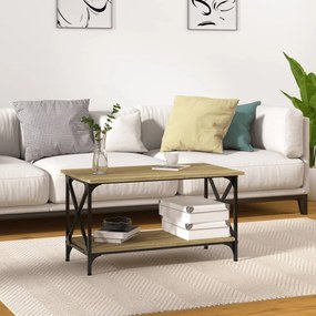 823323 vidaXL Кафе маса, дъб сонома, 80x45x45 см, инженерно дърво и желязо