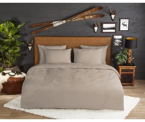 Кафяво двойно удължено фланелено спално бельо 200x220 cm – Good Morning