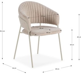 Бежови тапицирани трапезни столове в комплект с подлакътници 2 бр. Leticia – Marckeric