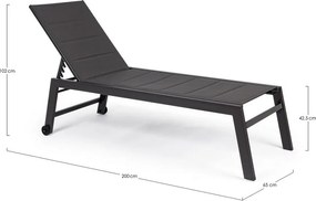 Антрацитен градински шезлонг метален Hilde – Bizzotto