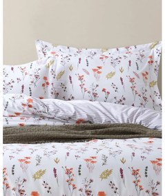 Бяло двойно удължено спално бельо от памук Renforcé 240x220 cm Floral Dance Autumn – Mila Home Luxury