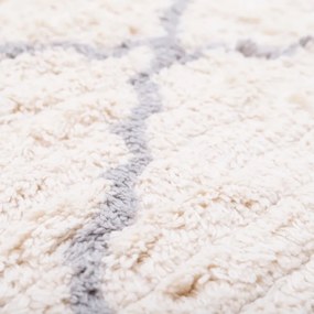 Бяло и сиво памучно килимче, ръчна изработка, ø 120 см Come - Nattiot
