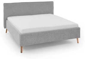 Светлосиво тапицирано двойно легло с място за съхранение с включена подматрачна рамка 160x200 cm Riva – Meise Möbel