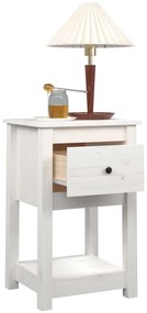 Нощно шкафче Khan, бяло, 40x35x61,5 см, борово дърво масив