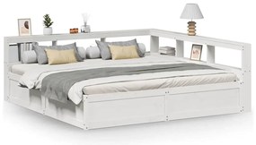 3324449 vidaXL Легло с етажерка за книги, без матрак, 200x200 см, бор масив