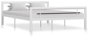 284546 vidaXL Рамка за легло, бяло и черно, метал, 120x200 cм