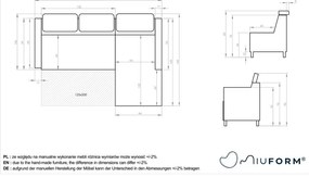 Тъмно сив ъглов разтегателен диван, ляв ъгъл Sweet Harmony - Miuform
