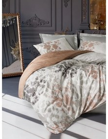 Сиво-бежово двойно спално бельо от памучен сатен 200x200 cm Blatt – Mijolnir