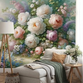 Тапет – Пастелна цветна градина