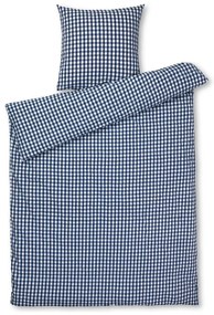 Бяло и тъмносиньо крепирано спално бельо за единично легло 140x200 cm Bæk&Bølge - JUNA