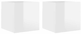 804500 vidaXL ТВ шкафове за стенен монтаж, 2 бр, бял гланц, 30,5x30x30 см